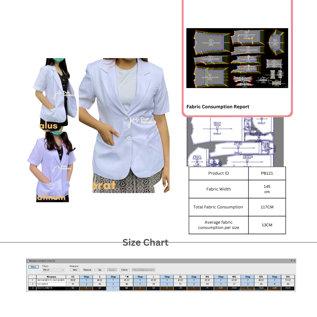 PB121 | Baju Dokter | Office Wear| Pola Pattern | Polabook