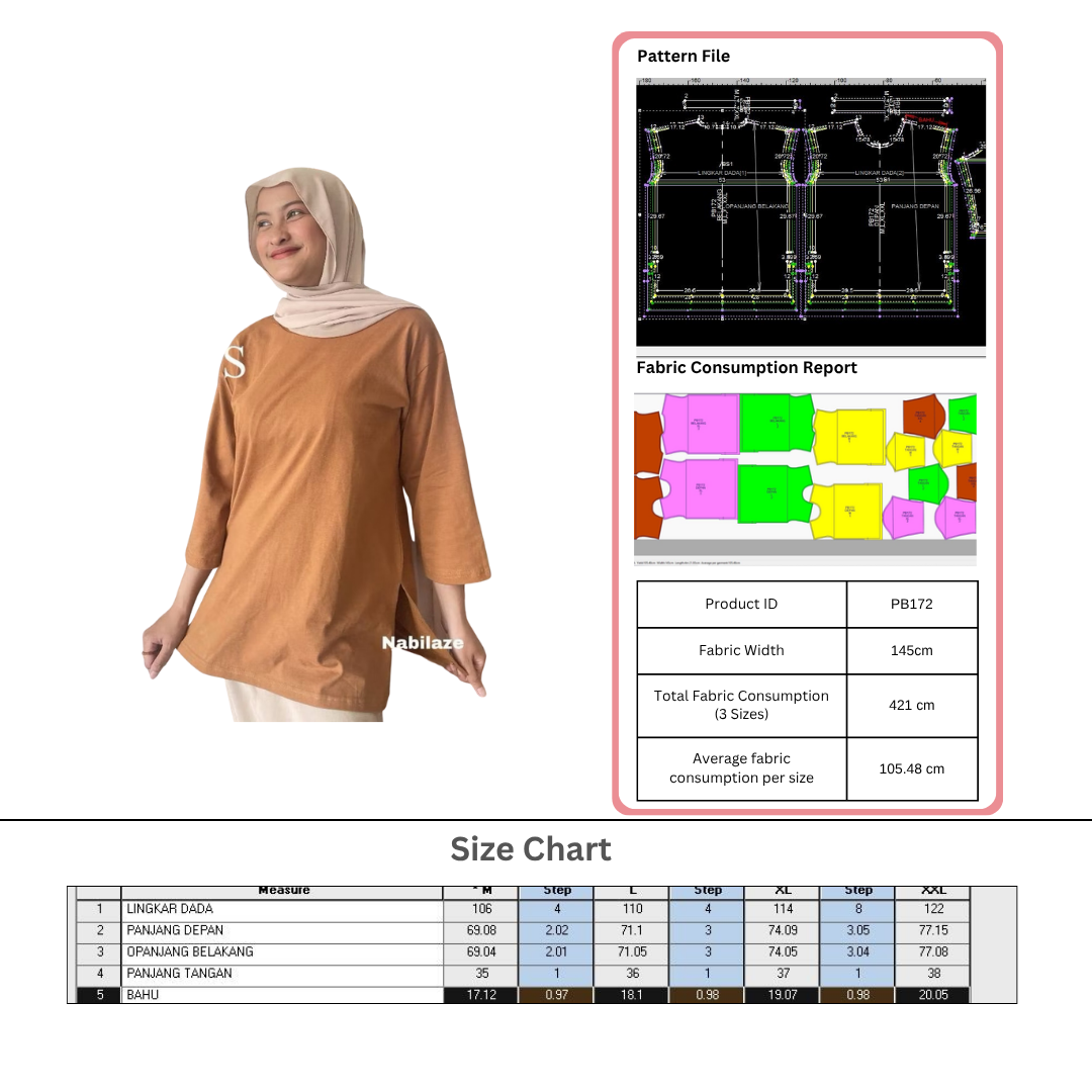 PB172 | Tops | Women Collection  | Pola Pattern | Polabook