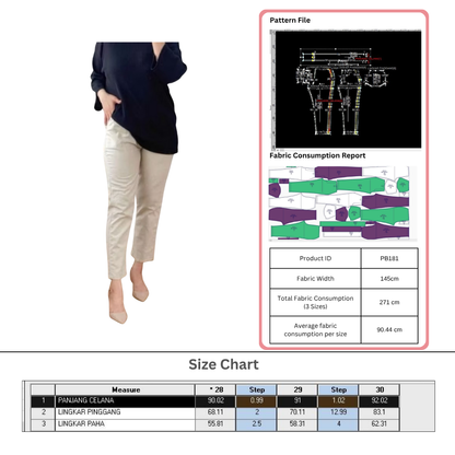 PB181 | Pants & Shorts |  Bottoms| Pola Pattern | Polabook