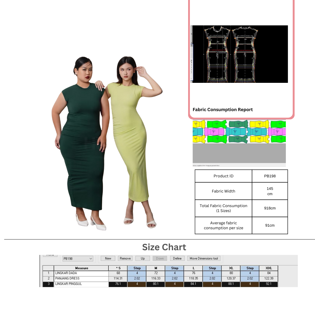 PB198 | Dress |  Women Collection | Pola Pattern | Polabook