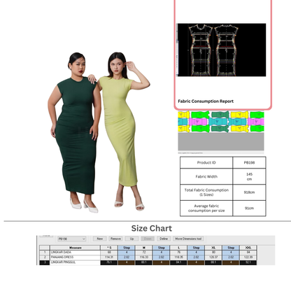 PB198 | Dress |  Women Collection | Pola Pattern | Polabook