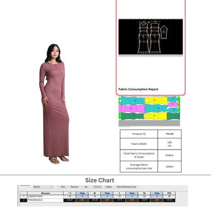 PB199 | Dress | Women Collection | Pola Pattern | Polabook