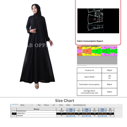 PB222 | Gamis Pesta| Dress | Women Collection | Muslim Wear | Pola Pattern | Polabook