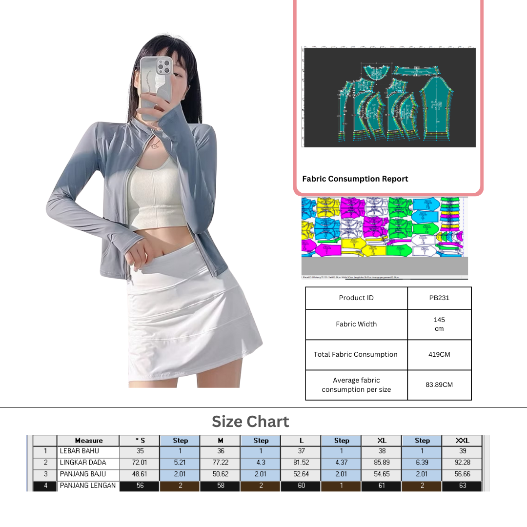 PB231| Olahraga | Outer Wear | Women Collection | Pola Pattern | Polabook